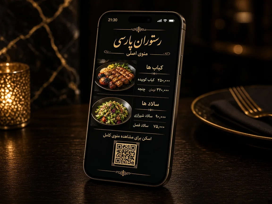 نمونه منو دیجیتال